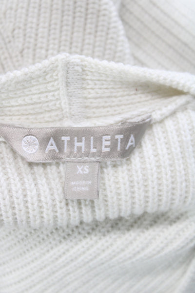 Athleta Womens Beige V-Neck Merino Blend Pullover Sweaters Long Sleeve Size XS