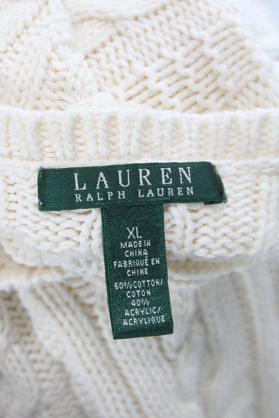 Lauren Ralph Lauren Unisex Pullover Sweater Beige Crew Neck Long Sleeve Size XL
