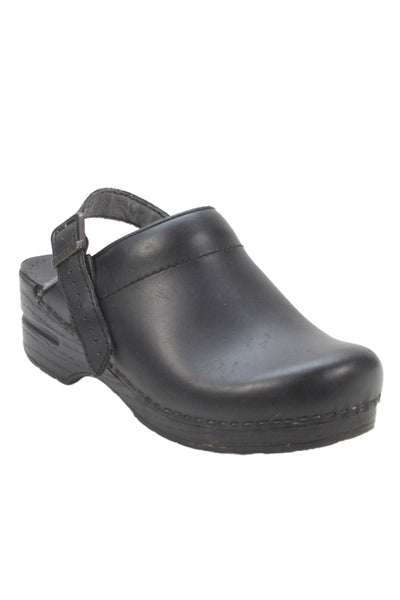 Dansko Womens Leather Clog Slingbacks Heels Black Size 39 9