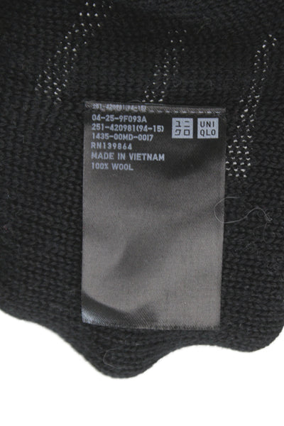 Uniqlo Unisex Black Pullover Round Neck Long Sleeve 55%Poly 45%Merino Size M