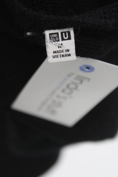 Uniqlo Unisex Black Pullover Round Neck Long Sleeve 55%Poly 45%Merino Size M