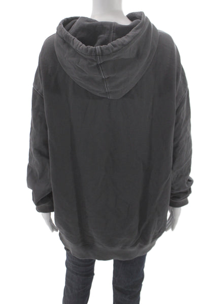 Ksubi Unisex Pullover Hoodies Dark Gray Graphic Cotton Drawstring Size M
