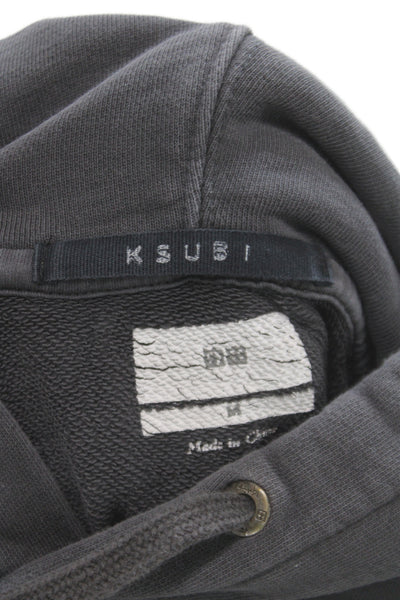 Ksubi Unisex Pullover Hoodies Dark Gray Graphic Cotton Drawstring Size M