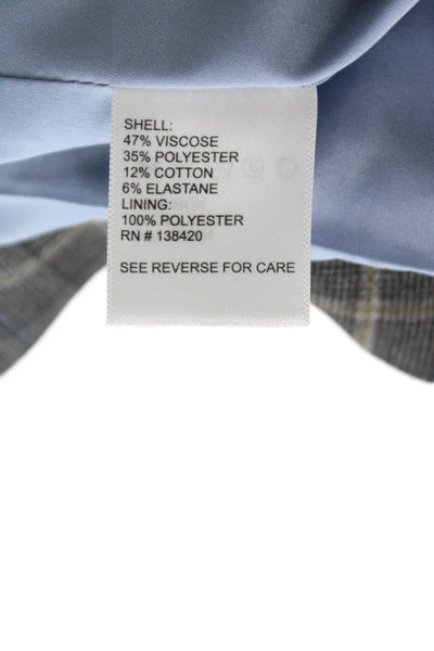 Etcetera Women Dark Gray Plaid Collared Button Blazer Long Sleeve Size 2