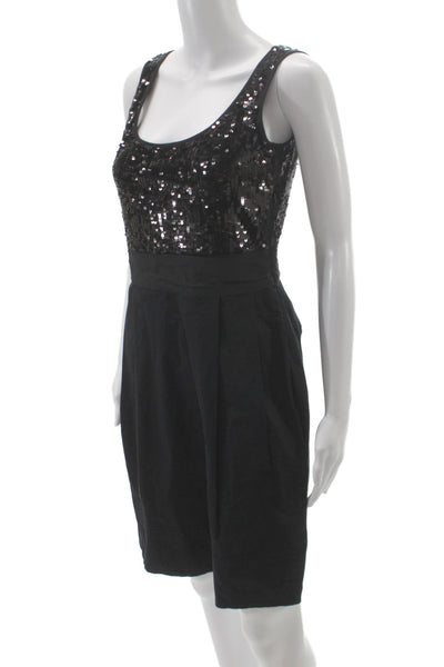 DKNYC Womens Tank Dress Black 100% Cotton Short Zip Size S