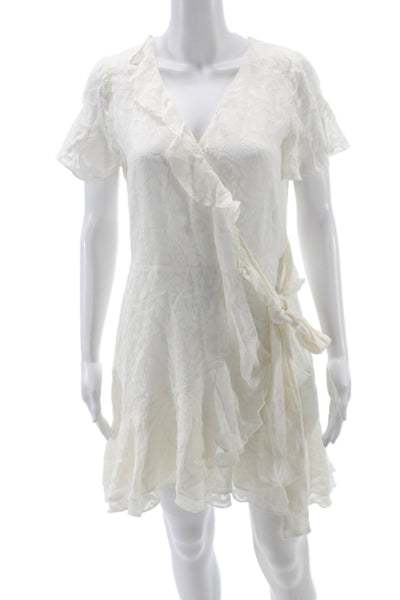 Tanya Taylor Womens Wrap Dress White V-Neck Short Sleeve Size 4