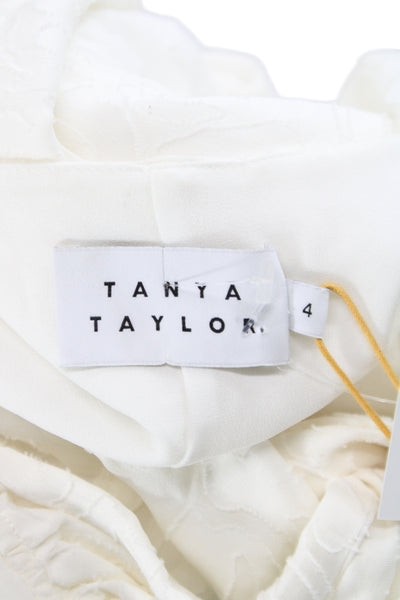 Tanya Taylor Womens Wrap Dress White V-Neck Short Sleeve Size 4