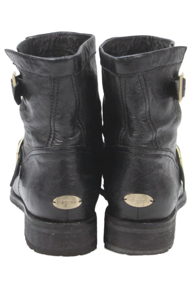 Jimmy Choo Womens Leather Buckle Detail Boots Shoes Black Size 9.5