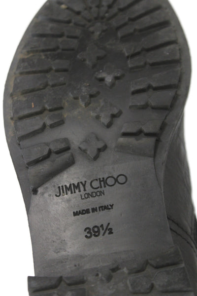 Jimmy Choo Womens Leather Buckle Detail Boots Shoes Black Size 9.5