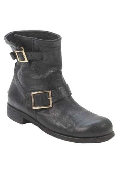 Jimmy Choo Womens Leather Buckle Detail Boots Shoes Black Size 10