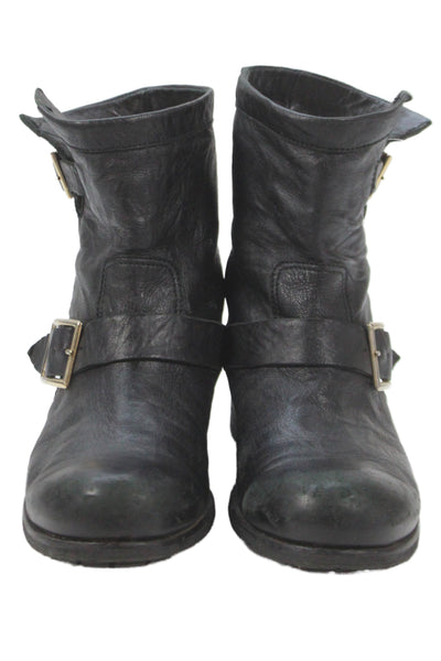 Jimmy Choo Womens Leather Buckle Detail Boots Shoes Black Size 10