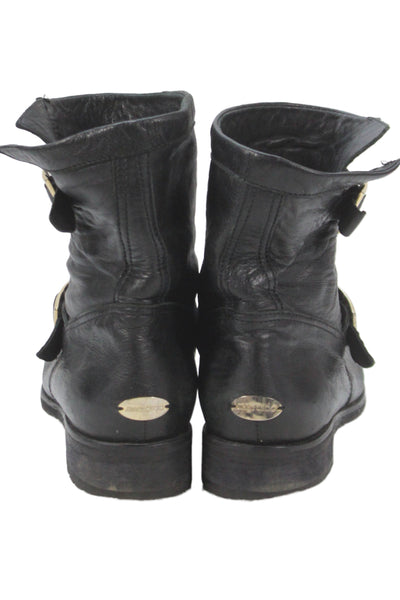 Jimmy Choo Womens Leather Buckle Detail Boots Shoes Black Size 10