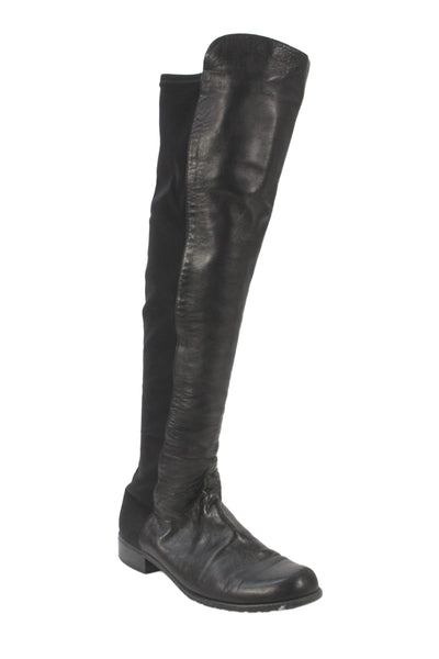 Stuart Weitzman Womens Leather Trim Over Knee High Boots Shoes Black Size 9.5
