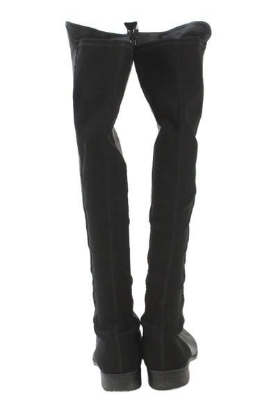 Stuart Weitzman Womens Leather Trim Over Knee High Boots Shoes Black Size 9.5