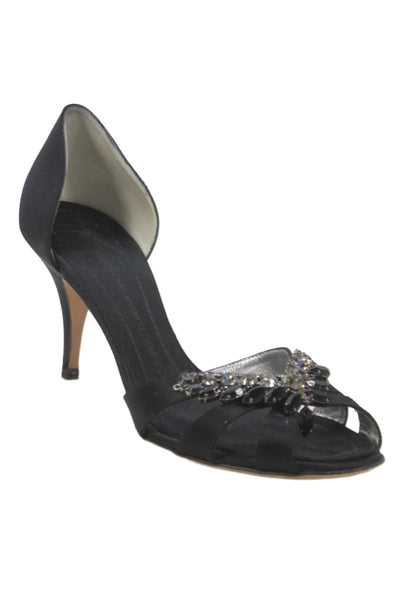 Giuseppe Zanotti Design Womens Crystal Embellished D'Orsay Shoes Black Size 9.5