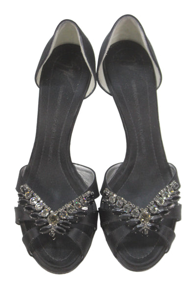 Giuseppe Zanotti Design Womens Crystal Embellished D'Orsay Shoes Black Size 9.5