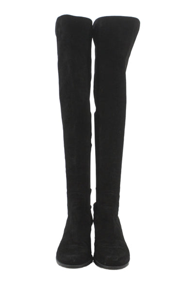 Stuart Weitzman Womens Suede Heels Over Knee High Boots Shoes Black Size 9.5M