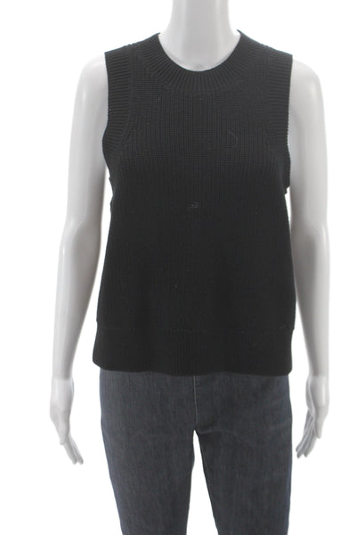 525 Unisex Black 100% Cotton Sleeveless Sweater Vest Size M