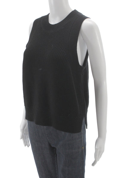 525 Unisex Black 100% Cotton Sleeveless Sweater Vest Size M