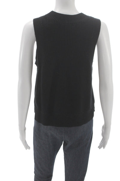 525 Unisex Black 100% Cotton Sleeveless Sweater Vest Size M