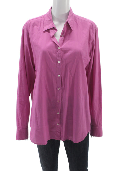 Xirena Womens Pink Collared Long Sleeve Pima Cotton Button-Up Basic Size M