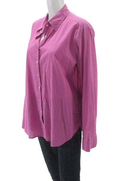 Xirena Womens Pink Collared Long Sleeve Pima Cotton Button-Up Basic Size M