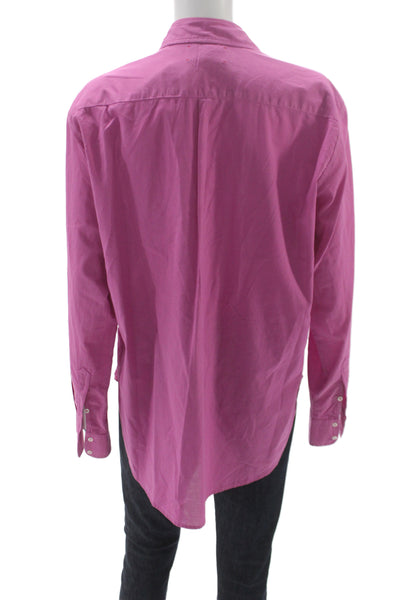 Xirena Womens Pink Collared Long Sleeve Pima Cotton Button-Up Basic Size M
