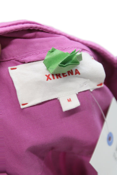 Xirena Womens Pink Collared Long Sleeve Pima Cotton Button-Up Basic Size M