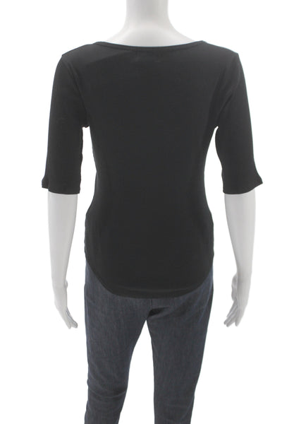 Nation LTD Women Basic Jersey Black 3/4 Sleeve Top Organic Pima Cotton Size M