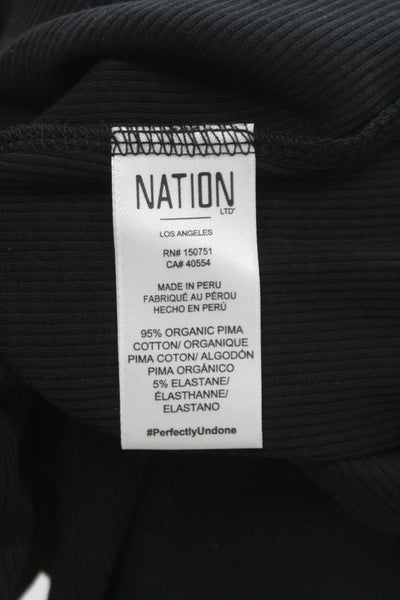 Nation LTD Women Basic Jersey Black 3/4 Sleeve Top Organic Pima Cotton Size M