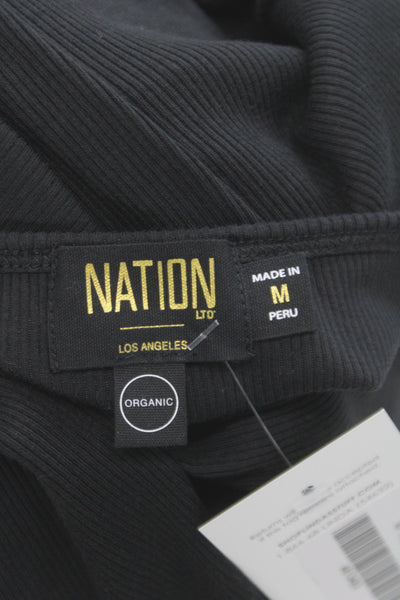 Nation LTD Women Basic Jersey Black 3/4 Sleeve Top Organic Pima Cotton Size M