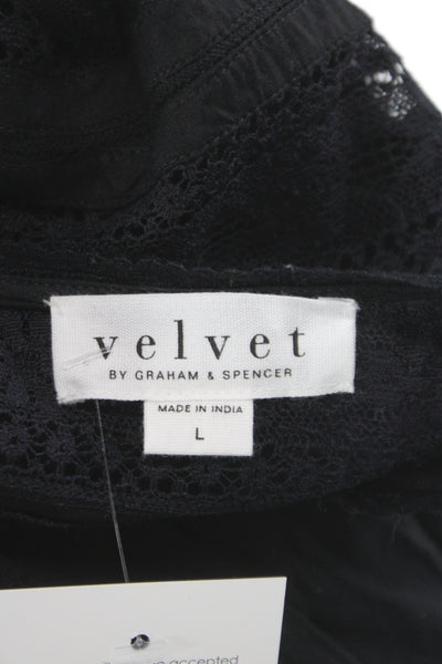 Velvet by Graham & Spencer Womens Bohemian Tunic Black Size L