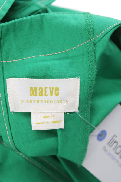 Maeve Anthropologie Womens A-Line Swing Green Short Sleeve Dress Size M