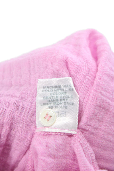 Xirena Women Pink V-Neck Tunic Blouse Short Sleeve Cotton Size L