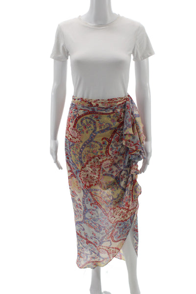 Veronica Beard Womens Beige Silk Paisley Maxi Wrap Skirt Size 12