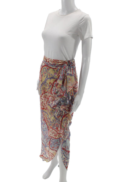 Veronica Beard Womens Beige Silk Paisley Maxi Wrap Skirt Size 12