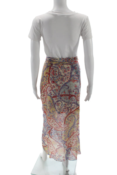 Veronica Beard Womens Beige Silk Paisley Maxi Wrap Skirt Size 12
