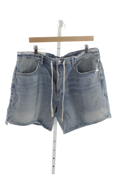 Citizens of Humanity Mens Light Blue Denim 90s Solid Button Shorts Size 33
