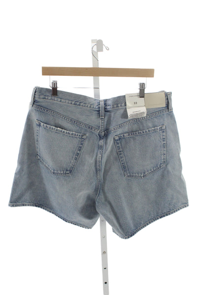 Citizens of Humanity Mens Light Blue Denim 90s Solid Button Shorts Size 33