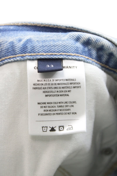 Citizens of Humanity Mens Light Blue Denim 90s Solid Button Shorts Size 33