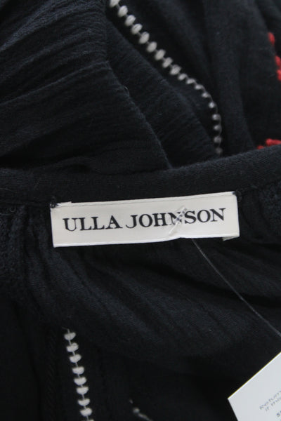 Ulla Johnson Women Tunic Black V-Neck Geometric 3/4 Sleeve Boho Size 4