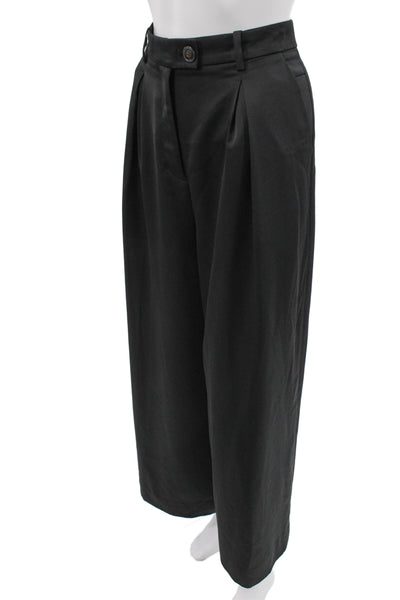 J Crew Collection Unisex Black Dress Pants Button 100% Polyester Size 10