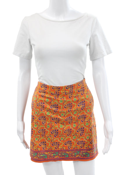 Polo Golf Ralph Lauren Womens Orange Floral Mini Pencil Skirt Size 8