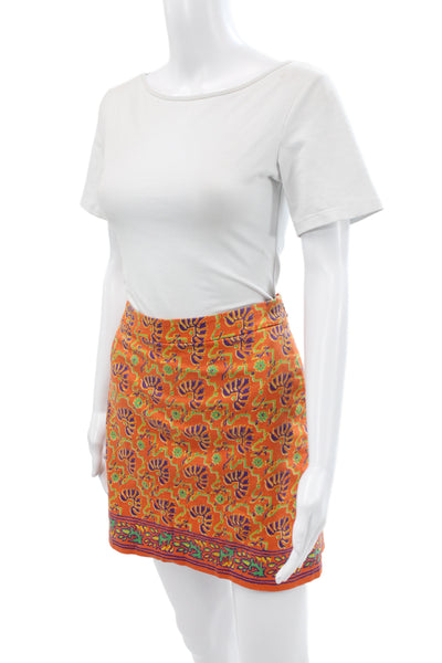 Polo Golf Ralph Lauren Womens Orange Floral Mini Pencil Skirt Size 8
