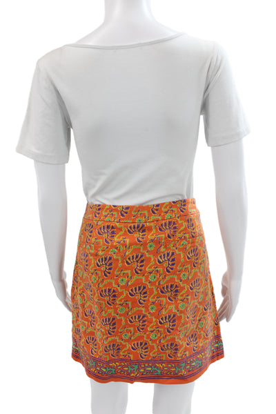 Polo Golf Ralph Lauren Womens Orange Floral Mini Pencil Skirt Size 8