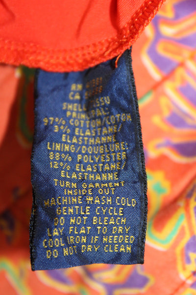 Polo Golf Ralph Lauren Womens Orange Floral Mini Pencil Skirt Size 8