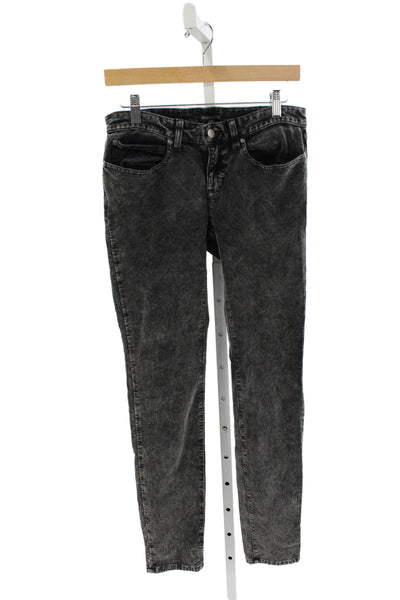 Eileen Fisher Unisex Skinny Straight Jeans Dark Gray Button Size 4