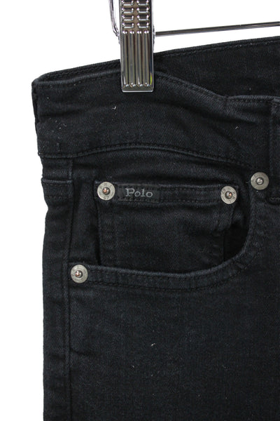Polo Ralph Lauren Women Skinny Ankle Jeans Black Mid Rise Button Size 29