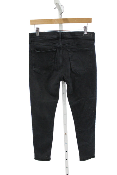 Polo Ralph Lauren Women Skinny Ankle Jeans Black Mid Rise Button Size 29