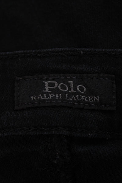 Polo Ralph Lauren Women Skinny Ankle Jeans Black Mid Rise Button Size 29